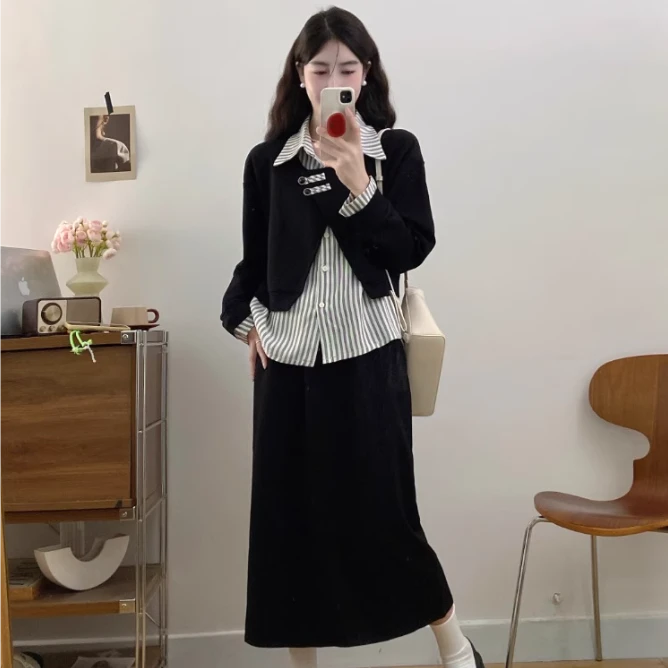 大码假两件卫衣减龄一整套穿搭女装秋季2024新款胖MM显瘦套装1624