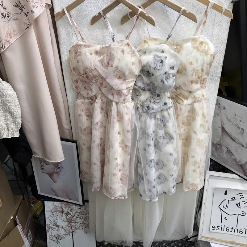 2024新款辣妹连衣裙收腰纯欲风法式吊带裙夏款