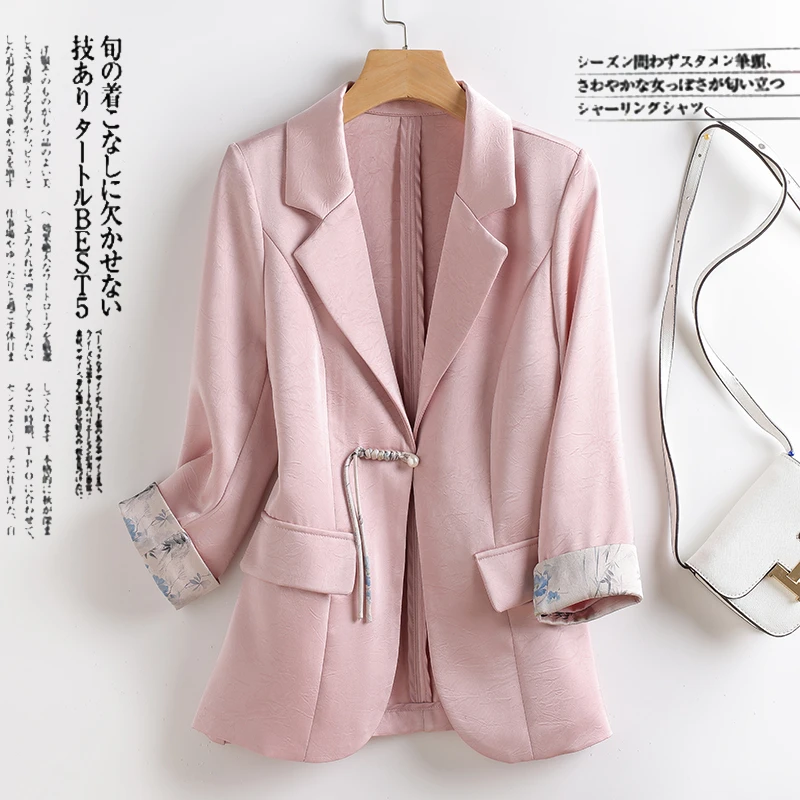 新款春夏季缎面韩版小西装时尚外套气质显瘦网红TZ-2201