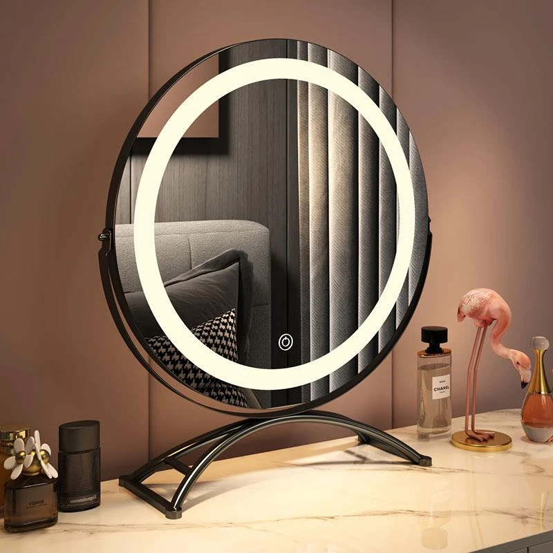 现代简约梳妆台化妆镜led带灯桌面大号补光宿舍学生网红拍照ins风