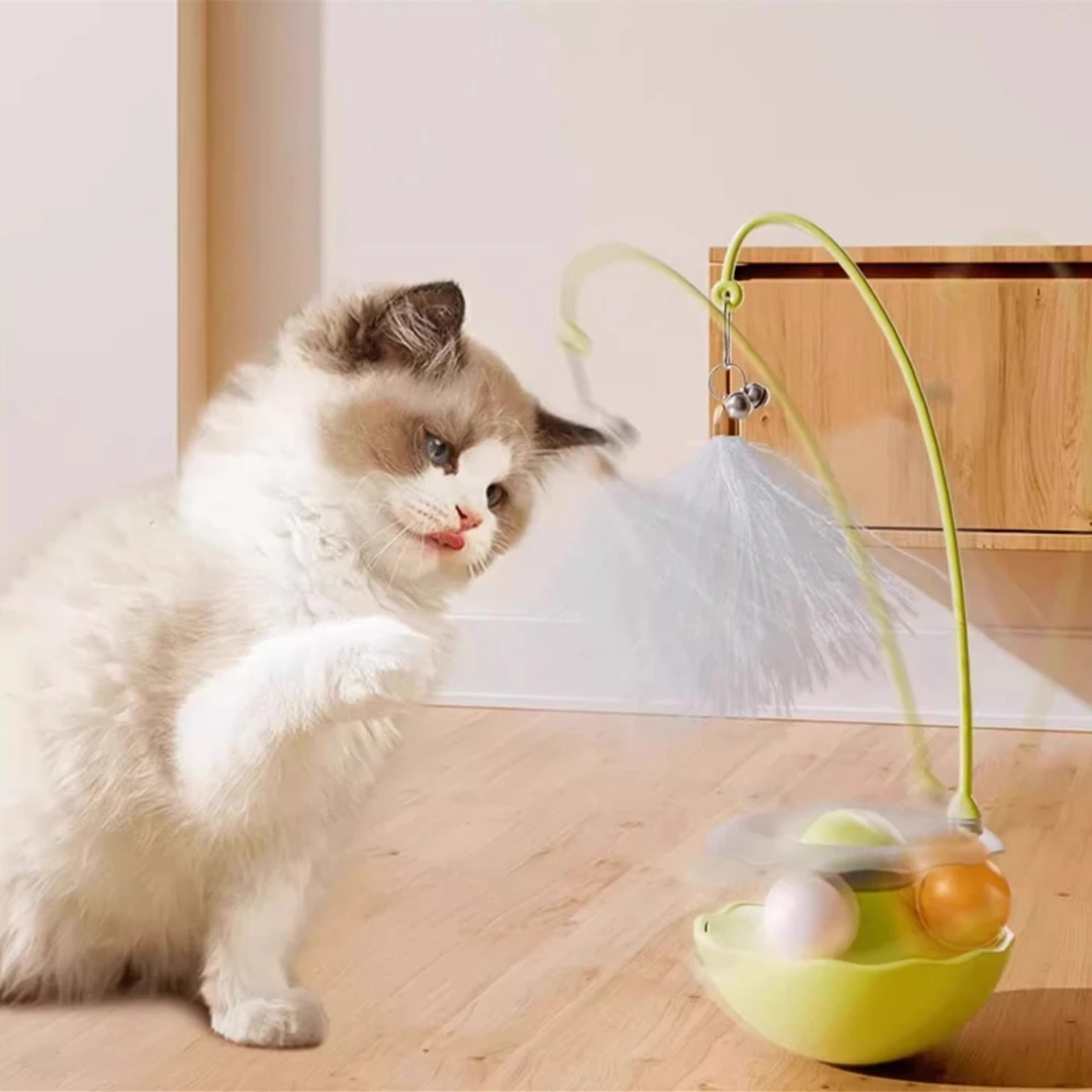 猫玩具宠物用品转盘球不倒翁小猫咪玩具自嗨毛绒逗猫棒耐磨斗猫用