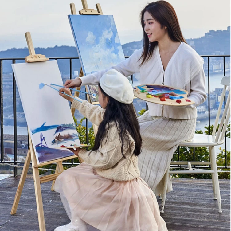 画架美术生素描4k画板和画架一套绘画油画架子展示架儿童实木折叠
