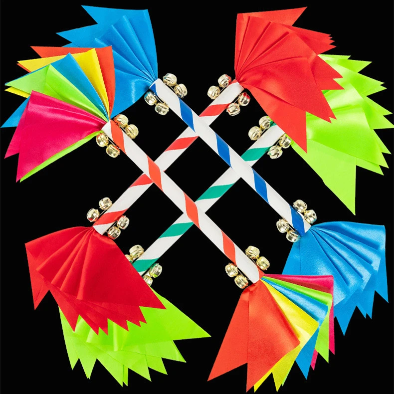 幼儿园花棍轻器械操儿童早操舞蹈道具广场舞莲响棒钱杆花棒八铃铛