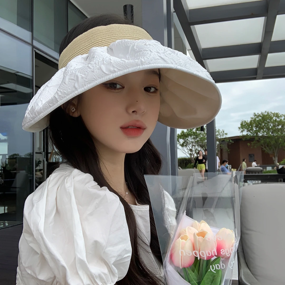 夏季大帽檐防晒帽可折叠遮阳帽贝壳帽女出游遮阳百搭贝壳空顶帽