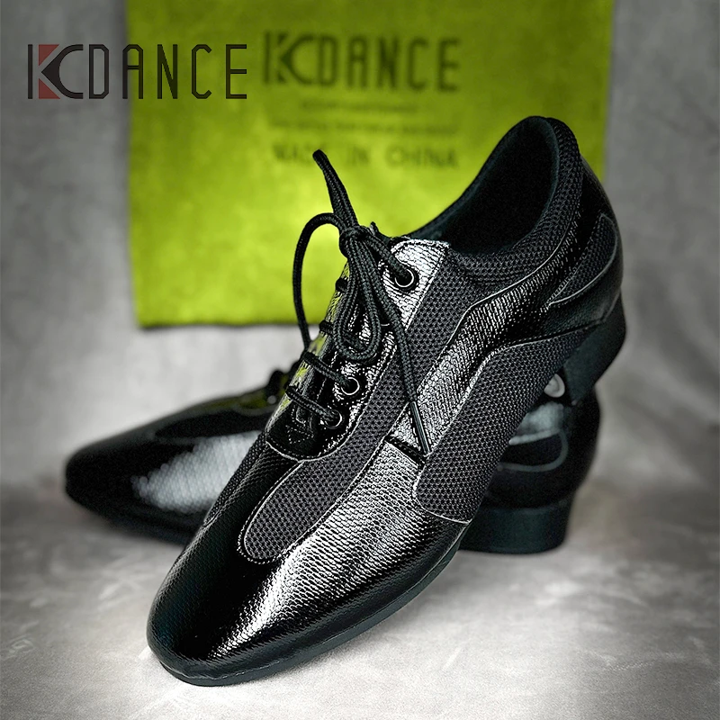 牛皮摩登舞鞋网面广场舞成人拉丁舞软底国标男式交谊舞舞蹈鞋