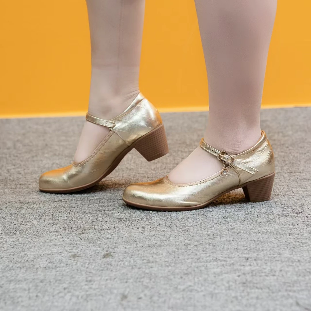 【荷花仙子推荐】软底方口广场舞鞋国标舞鞋室外广场舞蹈鞋909羊皮