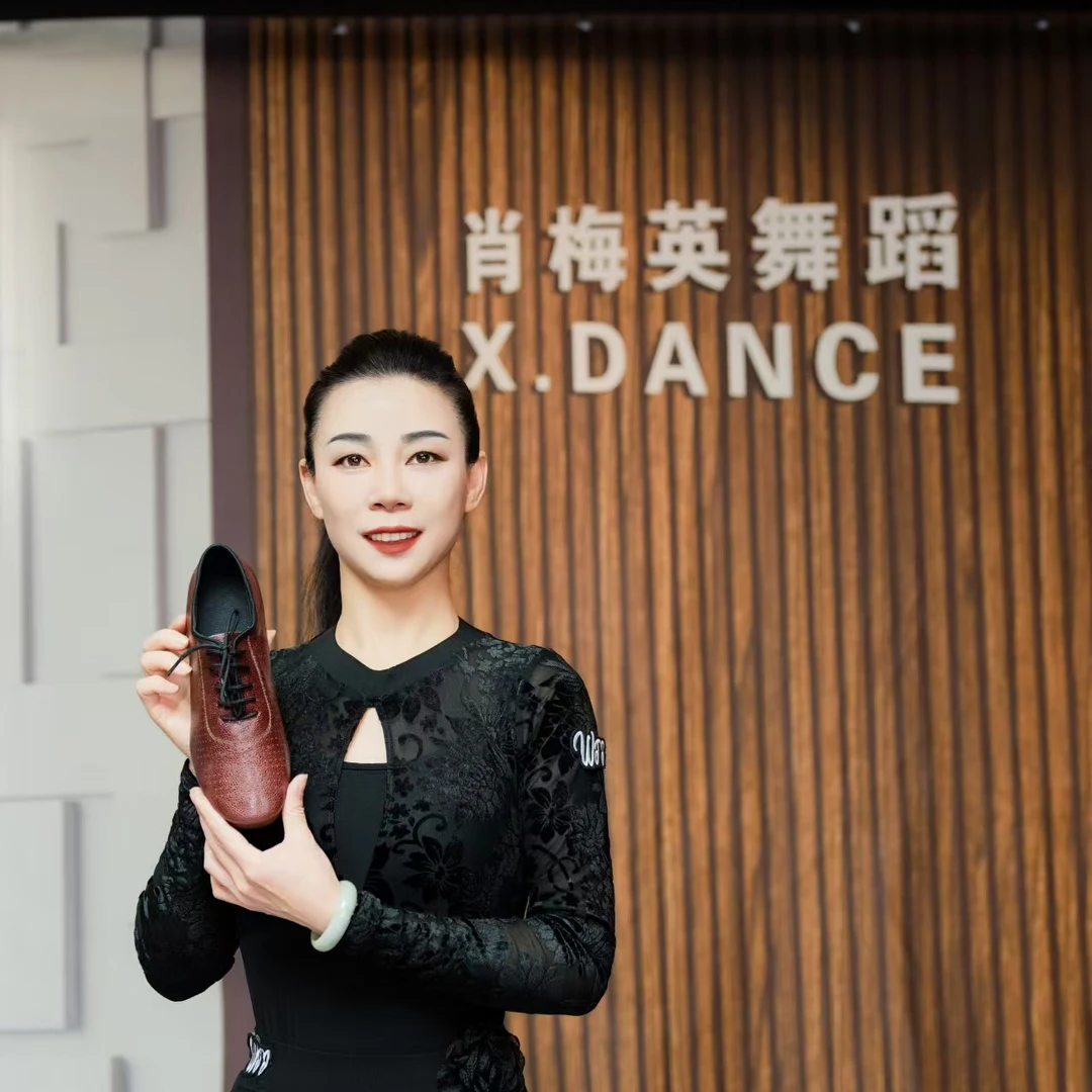小石头纹牛皮女式成人四季广场舞女教师鞋交谊舞鞋软底真皮中跟