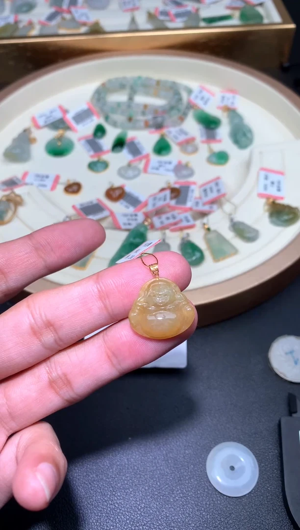 【闪购商品】翡翠颈饰18K金镶嵌佛公