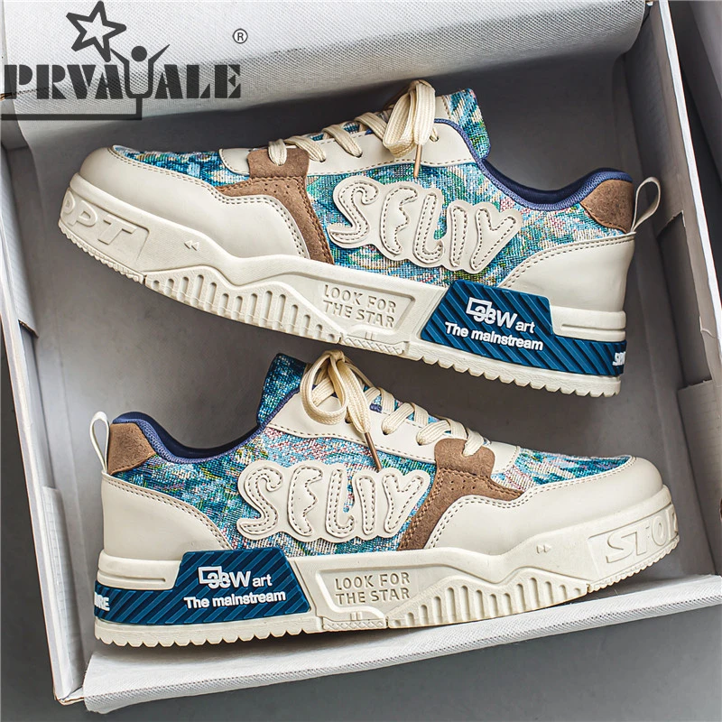 国潮男鞋春季2024新款小众设计休闲板鞋男款运动ins厚底防滑潮鞋