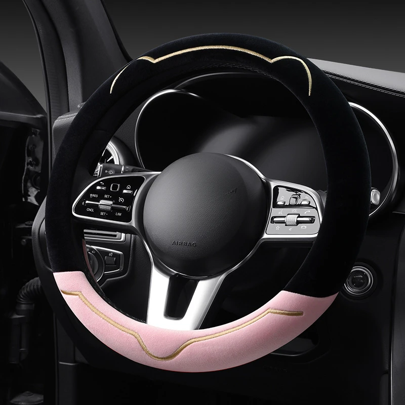冬季新款方向盘套可爱冬季通用型汽车短绒毛绒保暖防滑秋把套Q244