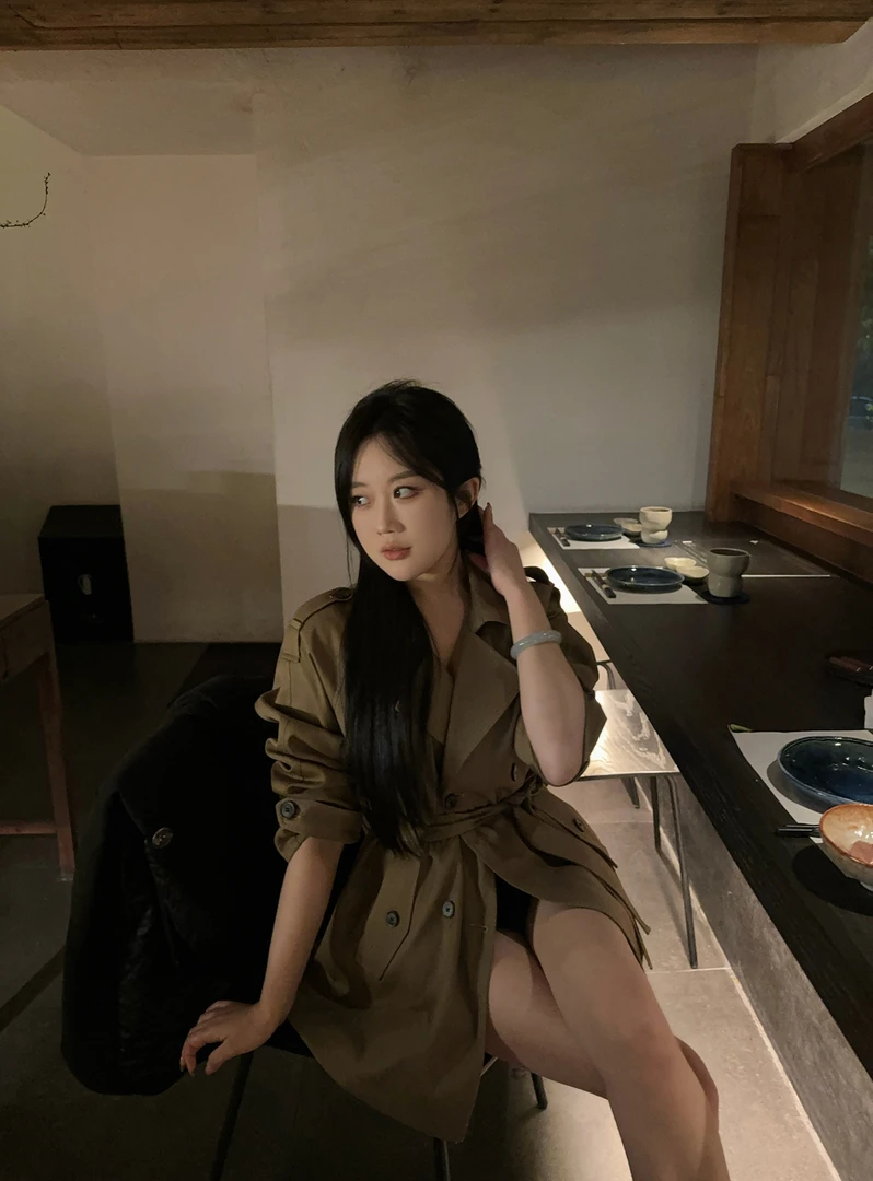 陈江铃小个子自制新款韩版百搭绑带上衣时尚高级感气质长袖风衣