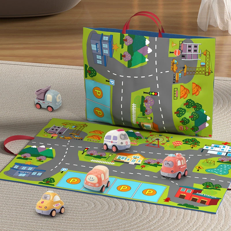 BABAKIDS儿童工程车玩具 音乐声光惯性车可收纳多功能收纳袋可爱