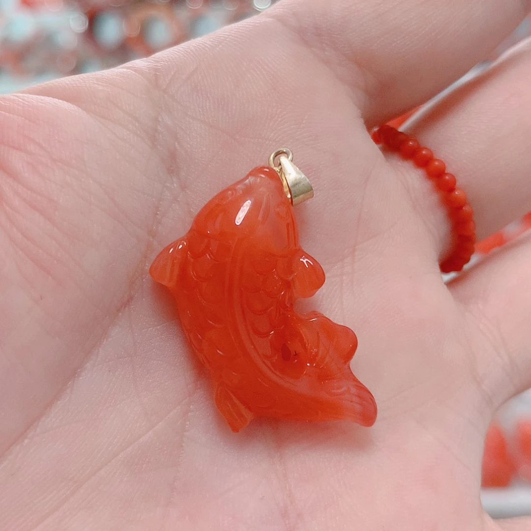南红玛瑙吊坠(不含链)银S925镶嵌