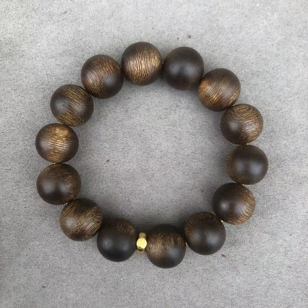 【中国香魁】甄选天然芽庄熟结白棋楠16mm沉水单圈手串xk5088082