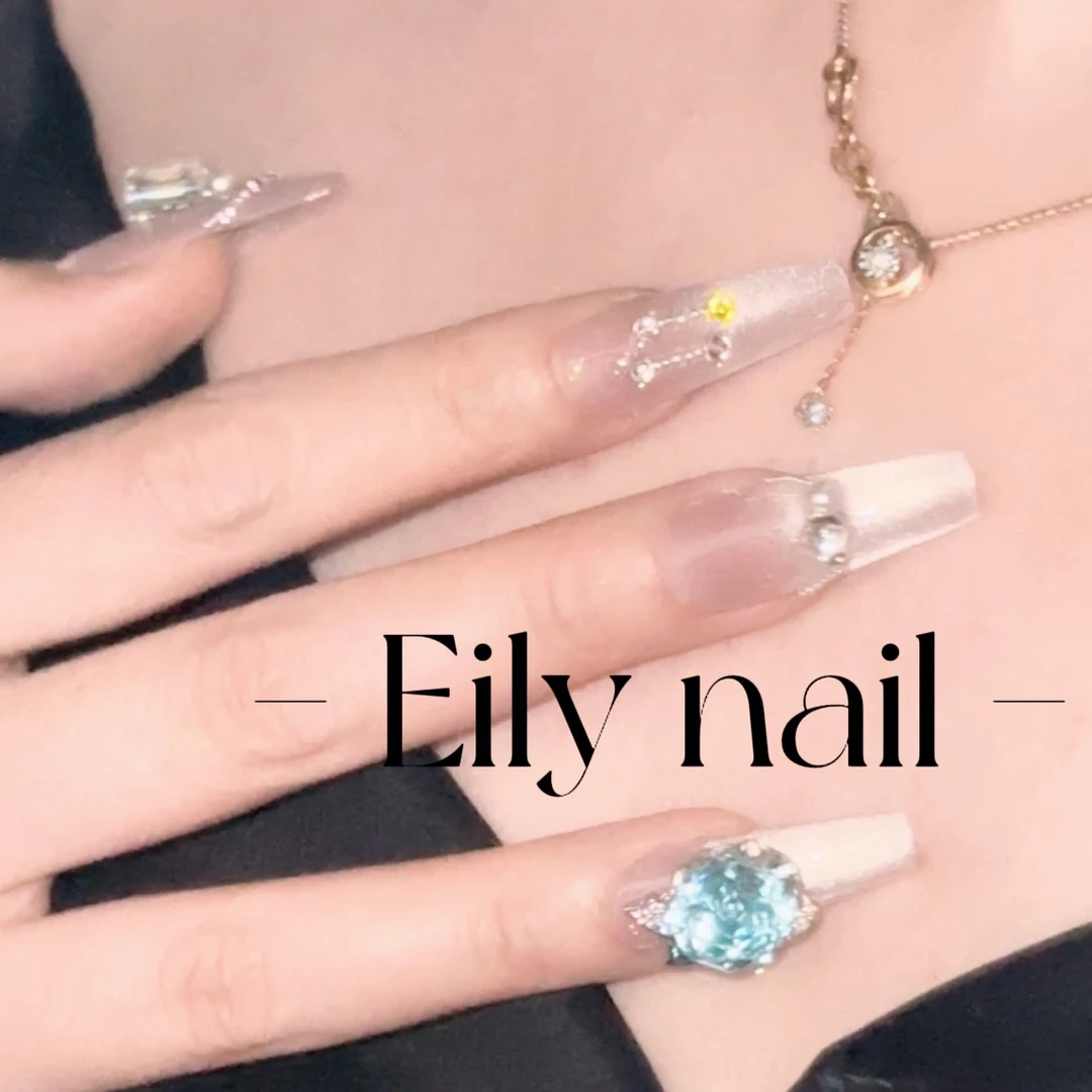 【碎雾琉璃】EilyNail设计师纯手工穿戴甲淡紫猫眼国华钻美甲