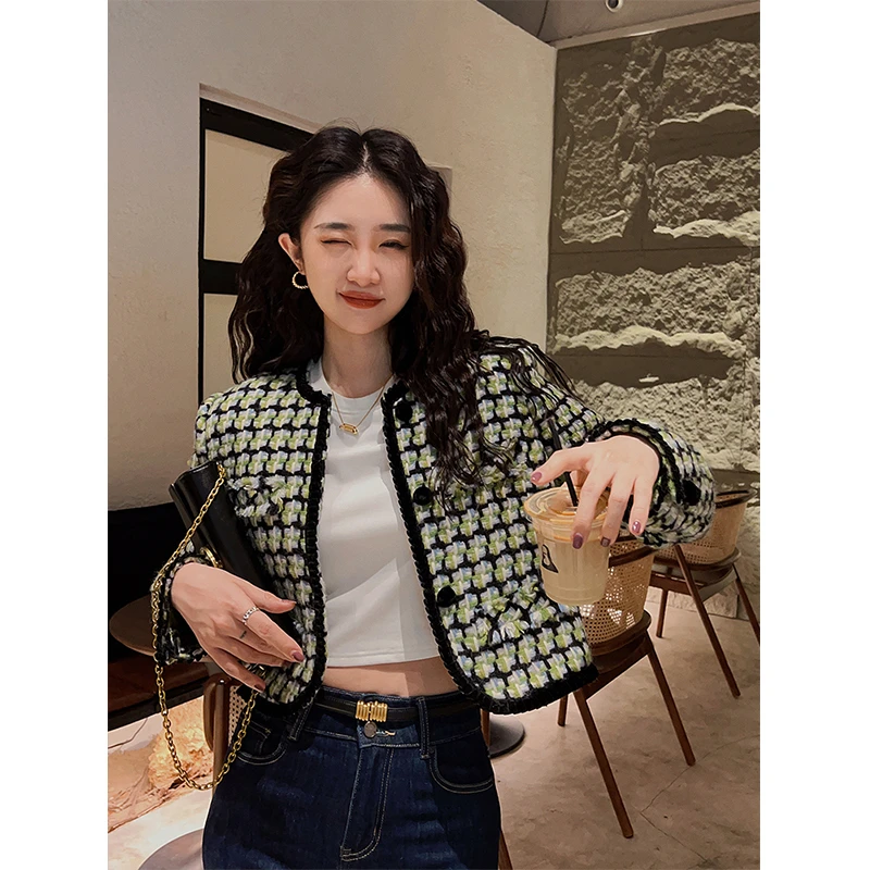 三吉黑花 盐系轻熟风小香风外套女春秋款新款2023爆款SJ824-B