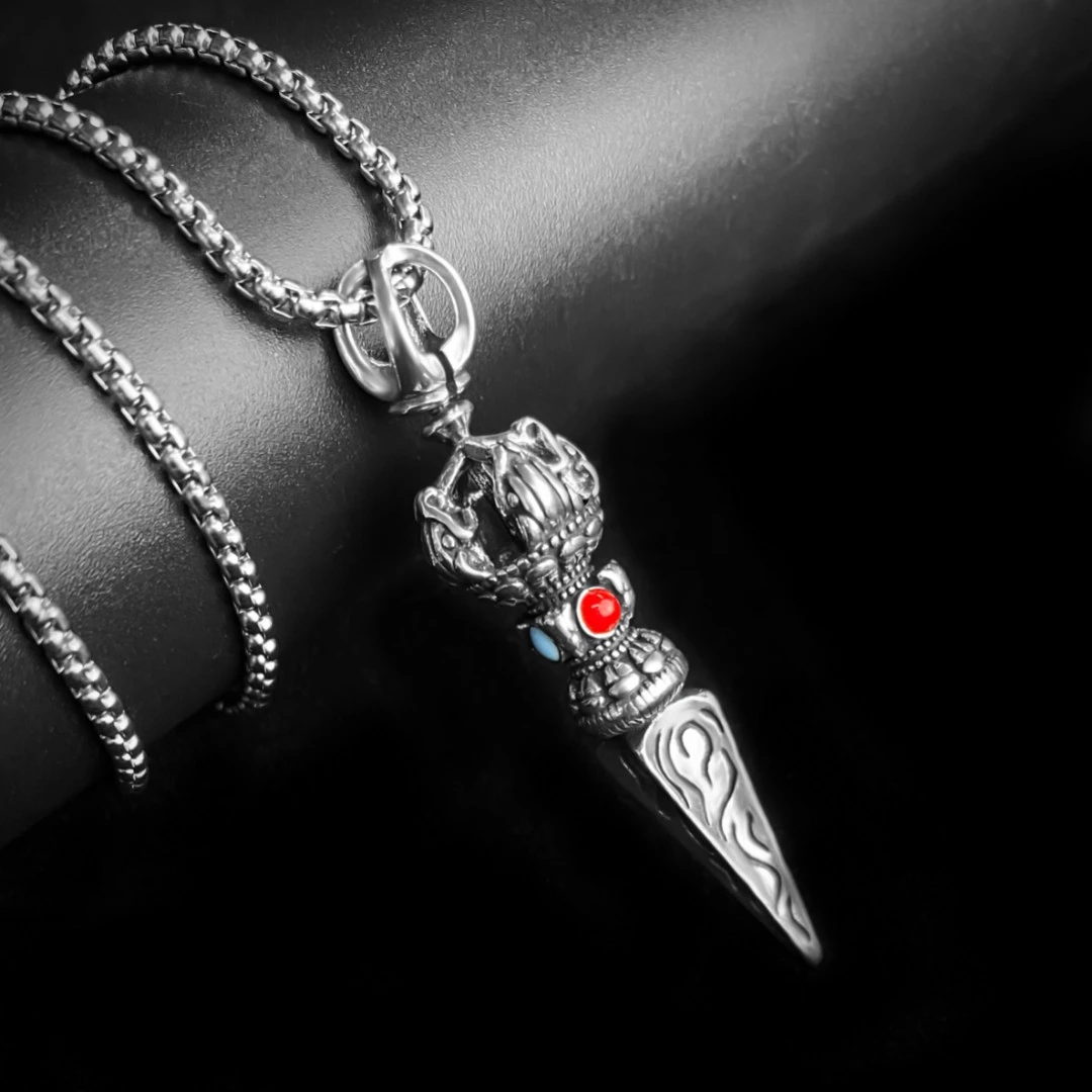 七只鹿 钛钢吊坠 【杵】民族风复古金刚降魔杵男女情侣配饰挂坠礼物