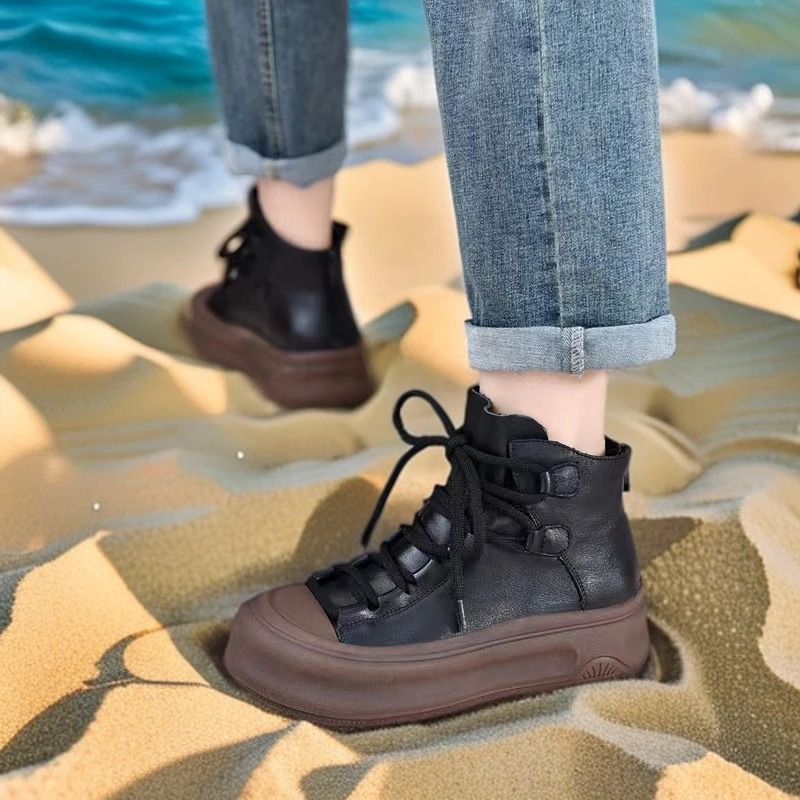 2024秋冬新款高帮马丁靴时尚休闲百搭厚底加绒ins冬季秋季短靴