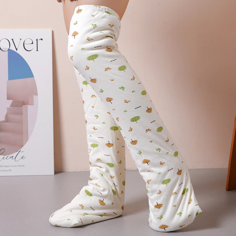 加厚长筒护膝棉花棉袜中老年保暖睡眠袜子男女居家冬季防寒棉袜套