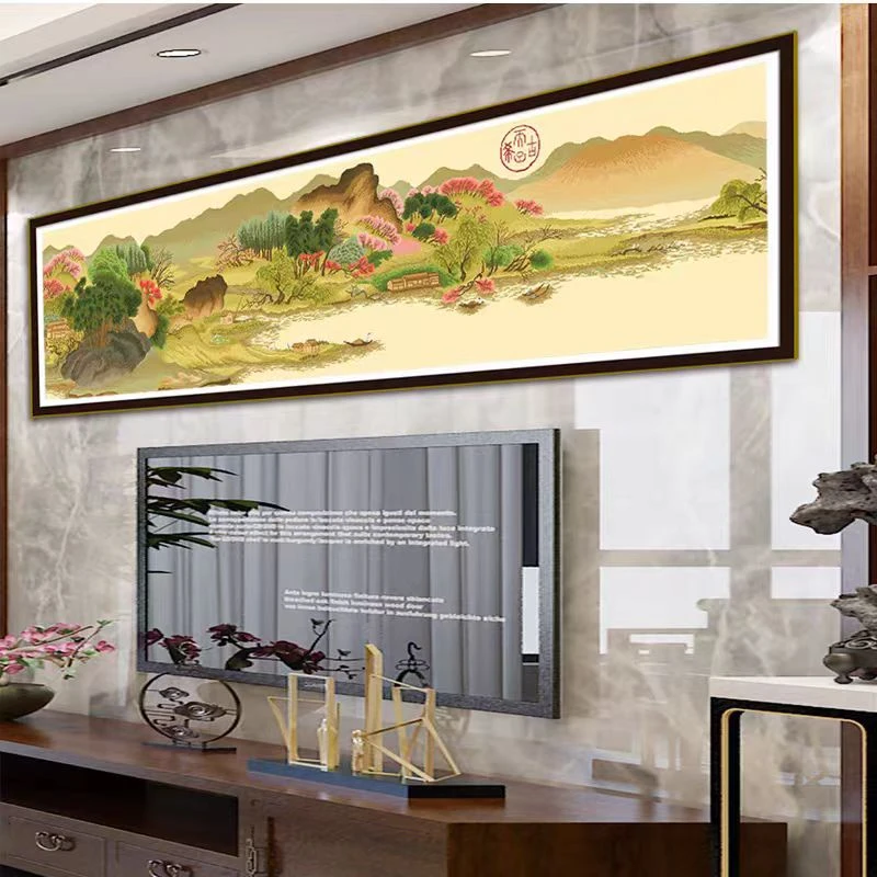 溪山春晓风景山水画十字绣