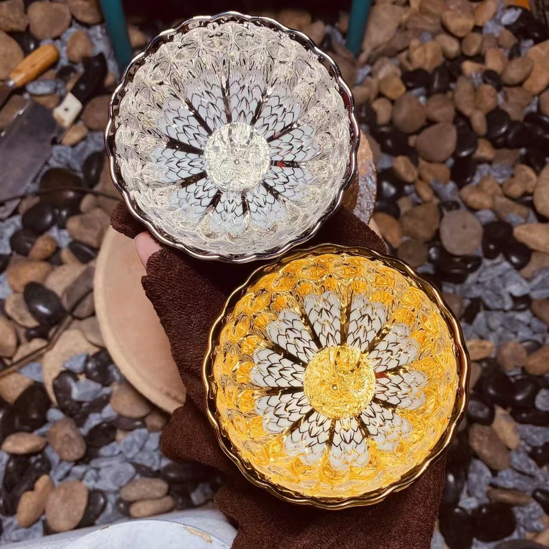 【金龙银龙对杯】精美陶瓷高端酒杯摆件陶瓷茶盏品茗家用瓷器茶杯