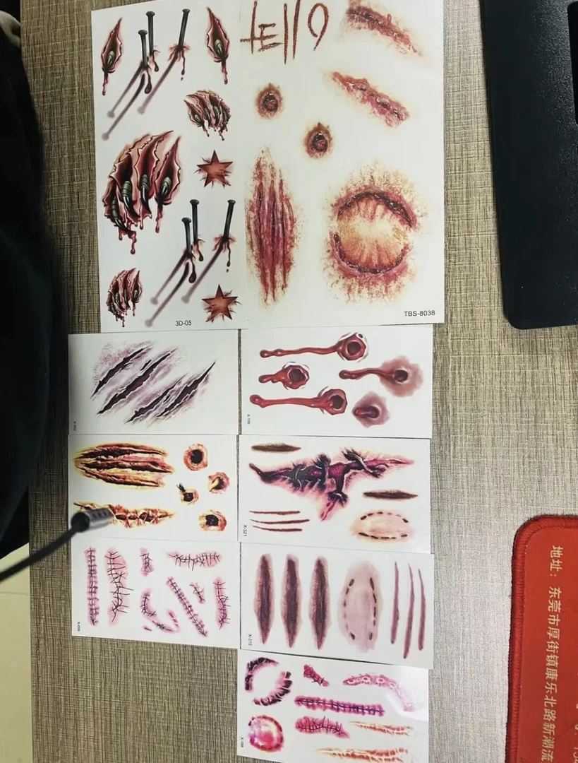 纹艾美纹身贴纸红色创意套餐贴画万圣节专用贴纸印刷潮流图案个人