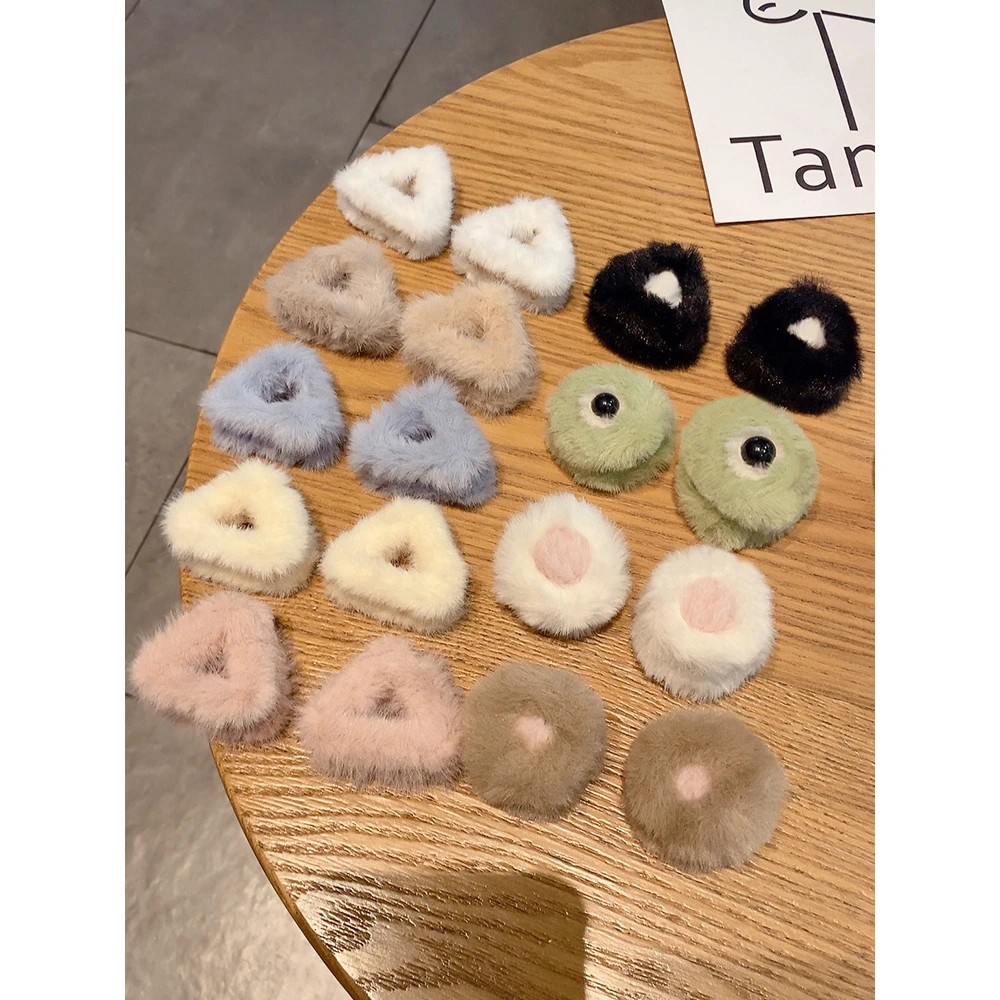 2个装 秋冬毛绒猫耳朵抓夹可爱少女刘海小号发夹立体夹子发抓发卡