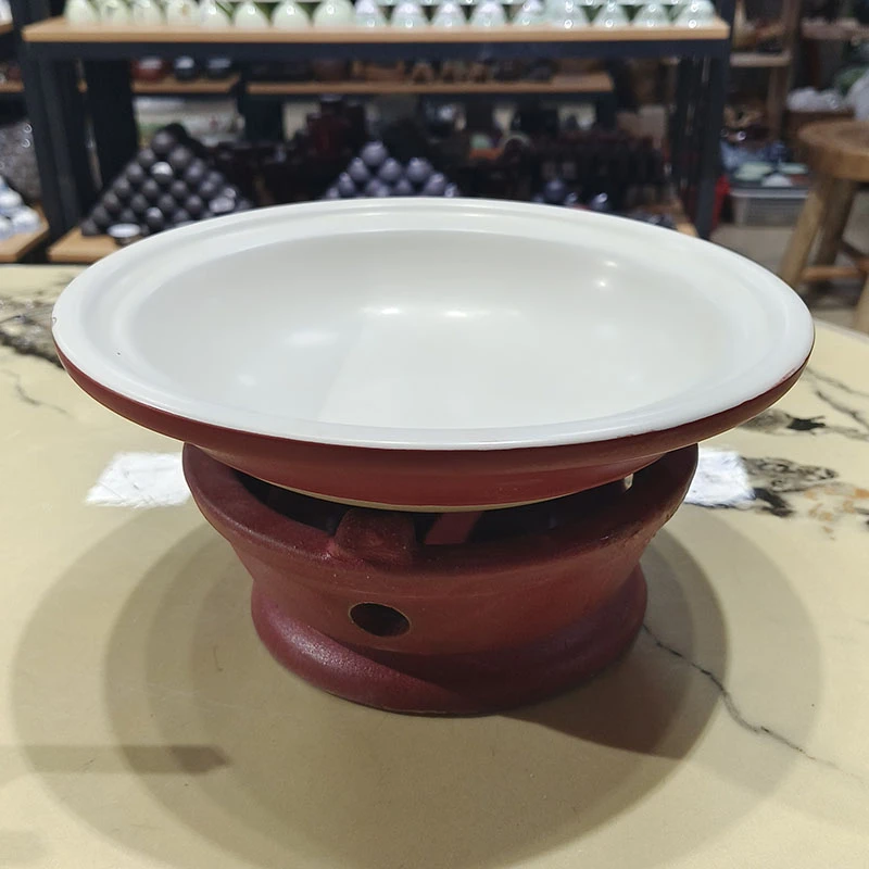 10英寸红砂锅外红内白耐高温打牙大容量炖盅小砂锅食品级石锅团购