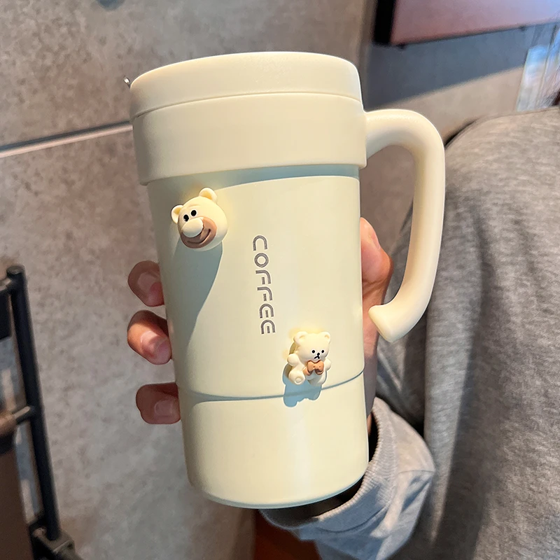 保温杯女士高颜值水杯办公室不锈钢杯子高级感咖啡杯便携式马克杯