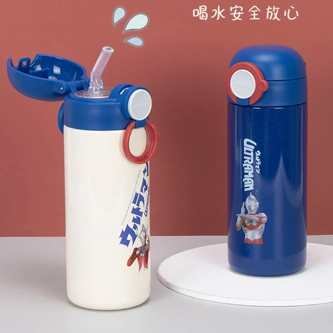 奥特曼儿童保温杯男孩食品级316吸管水杯小学生上学专用杯子防摔
