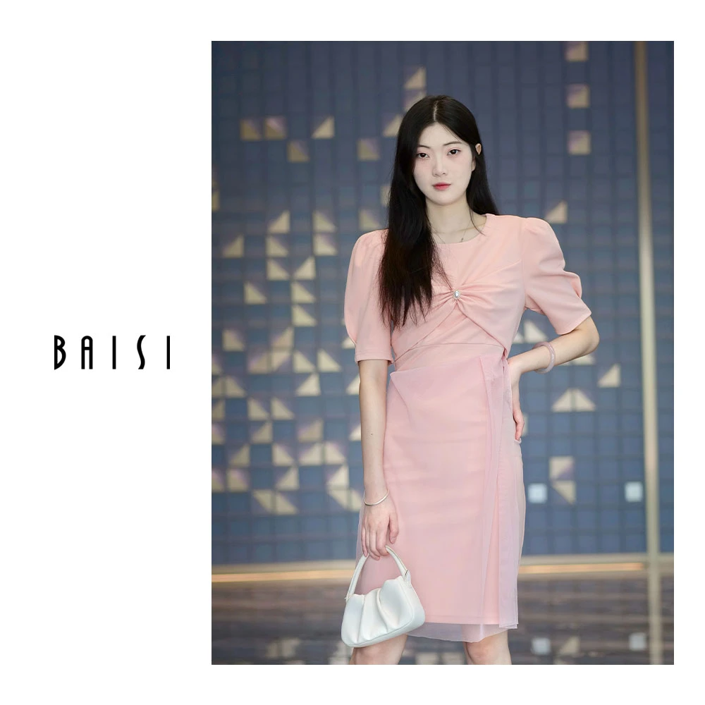 百丝气质方领连衣裙AFTB403011新款爆款高贵上档次显瘦夏季