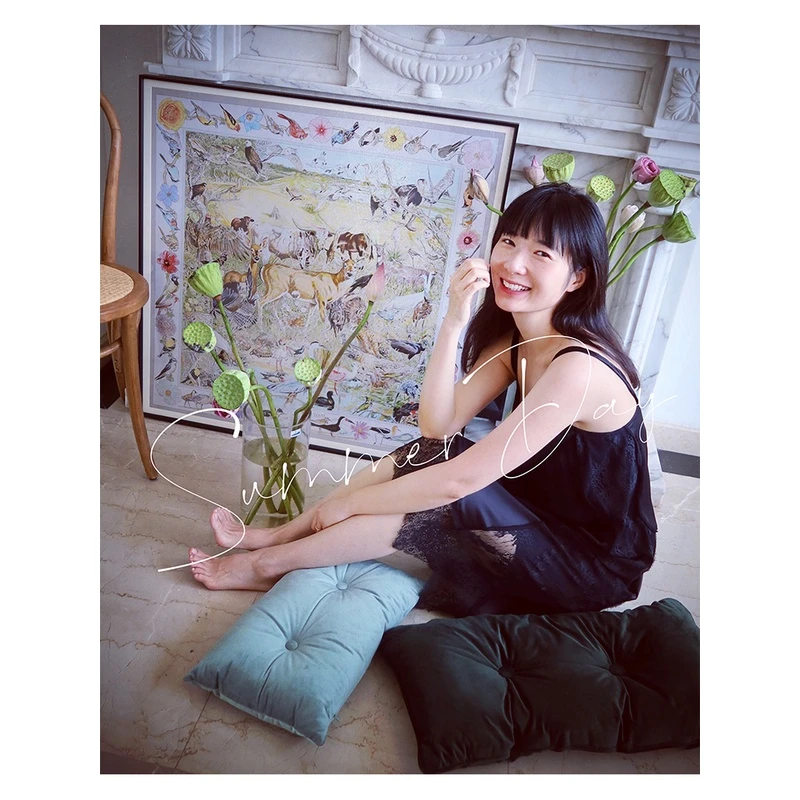 Rinoart | 绝版壁炉丝巾画《夏日森林》色彩客厅餐厅大幅装饰画