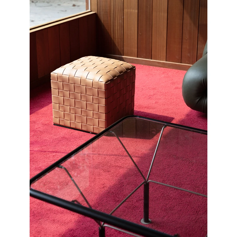 若奈 家具BV编织“储物多用凳”边几一体/马鞍皮坐墩收纳脚凳玄关