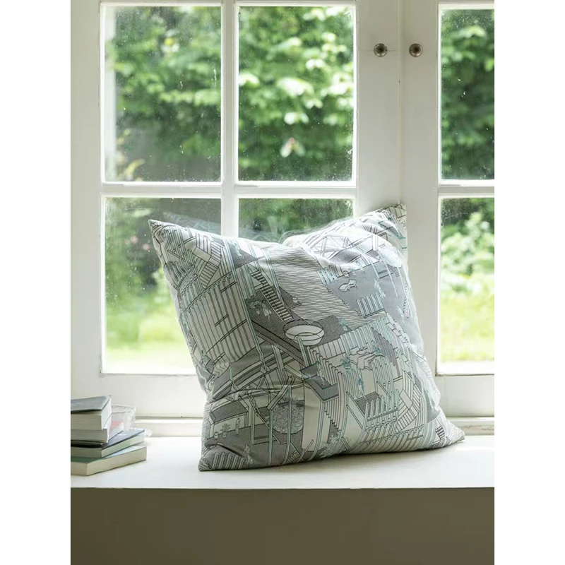 若奈Herm@s“隐世逸景”双面刺绣大靠包坐垫靠垫飘窗坐席可拆洗