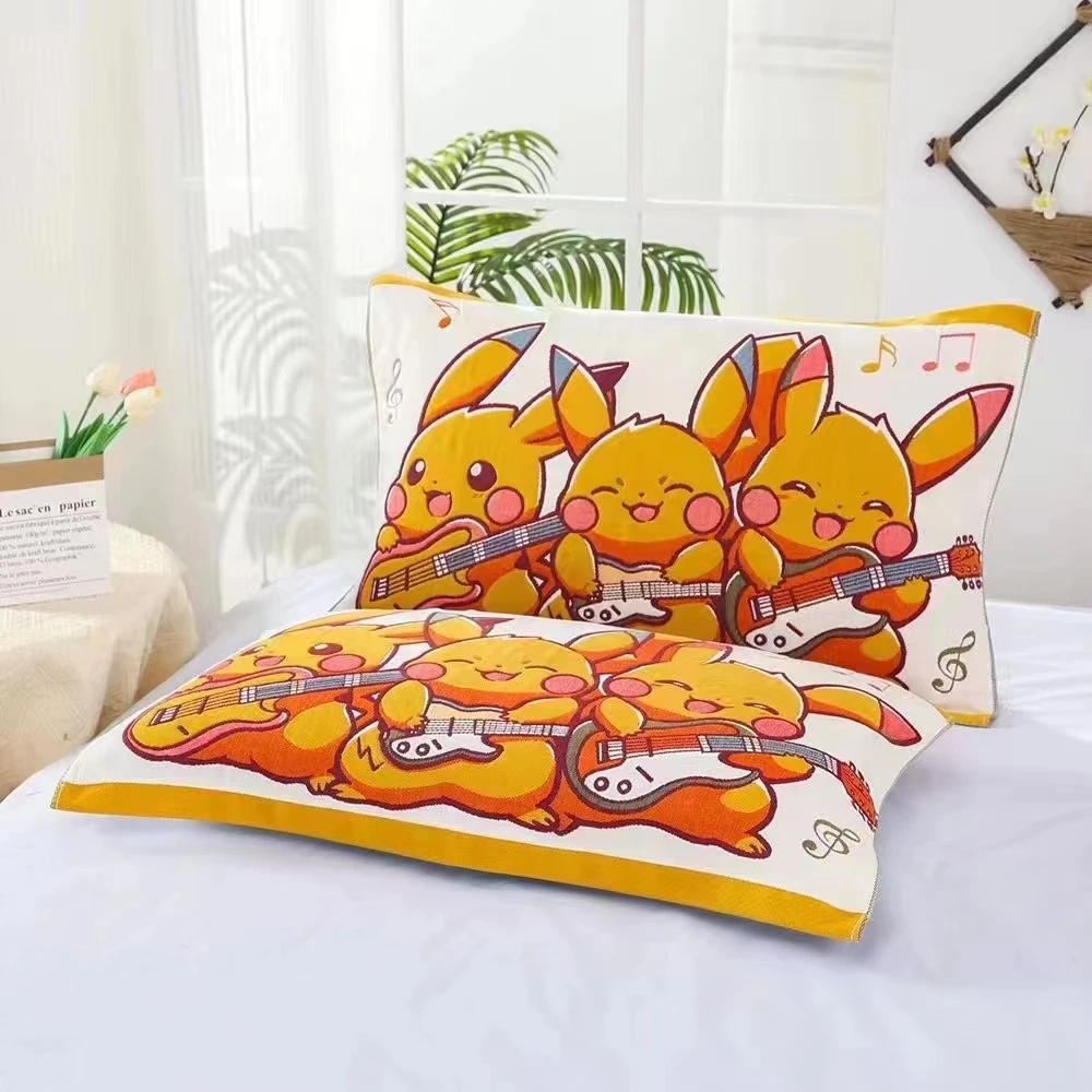 月子枕巾纱布面料双色双面双提花