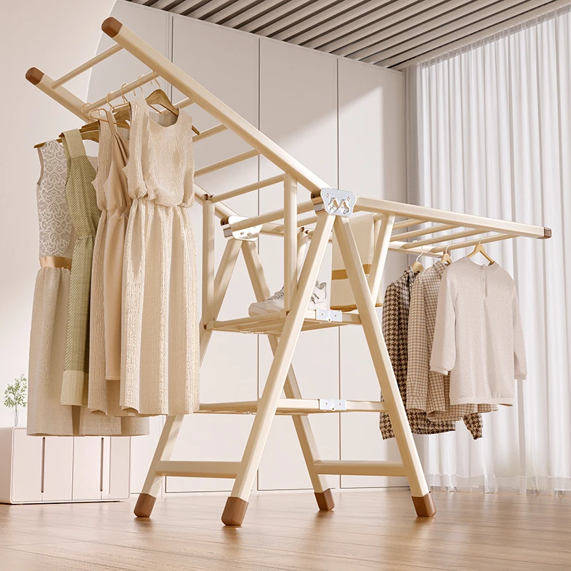 俏洁家用晾衣架碳钢加粗可折叠简易室外晾衣架落地晒被子挂衣架