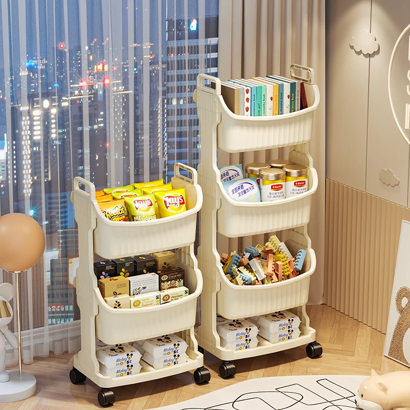 俏洁家用置物架书包架客厅杂物收纳架落地储物架可移动多层整理架