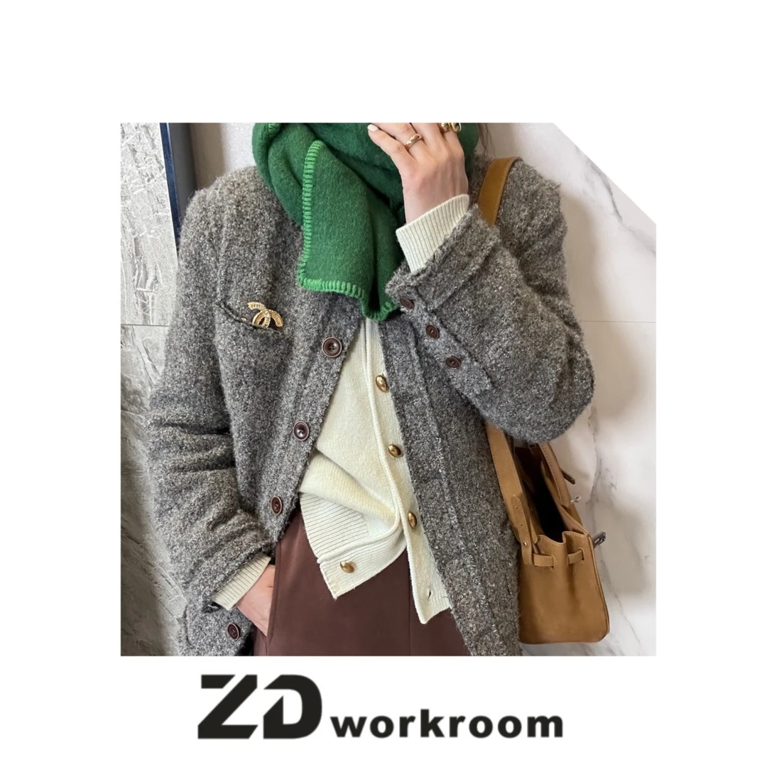 【Z.D/WORKROOM】小香风苏丽/羊驼毛混纺国标内胆毛呢外套 保暖
