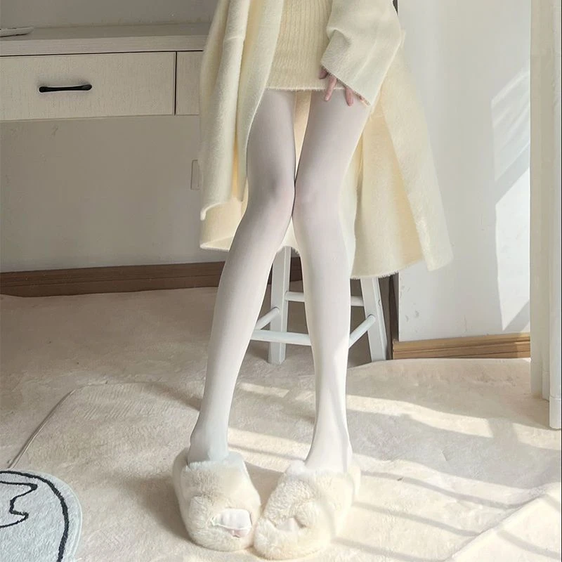 Lolita纯欲奶白色白丝袜软萌jk少女天鹅绒80d连裤舞蹈显瘦打底裤