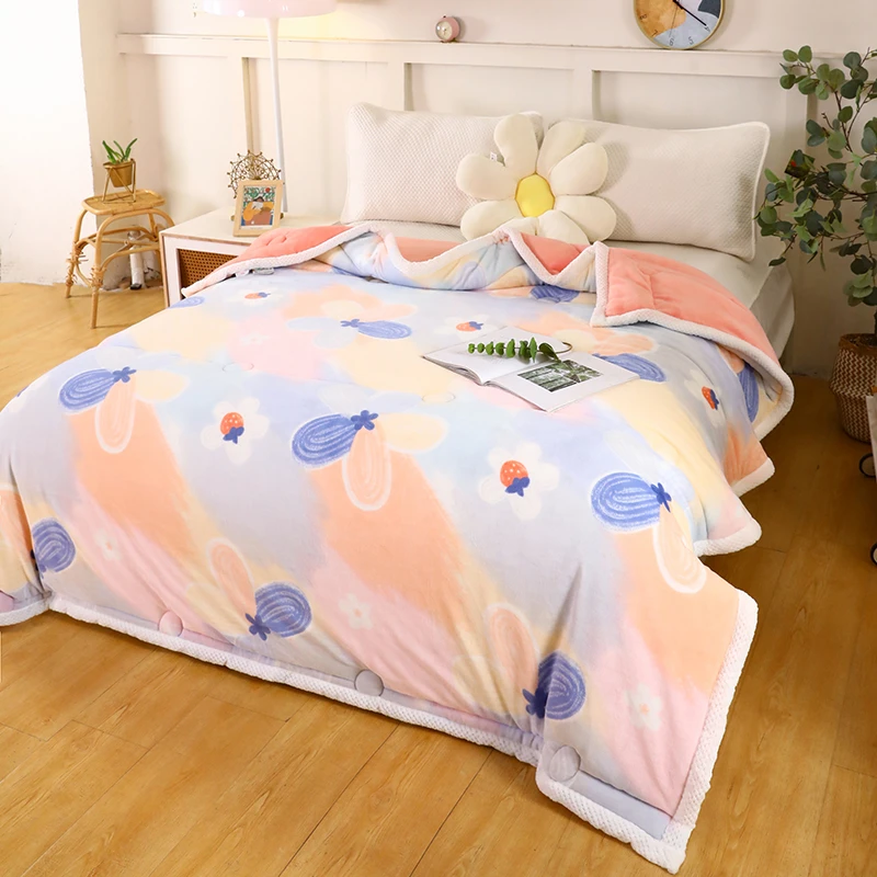 新款印花双面绒冬被保暖牛奶绒被子