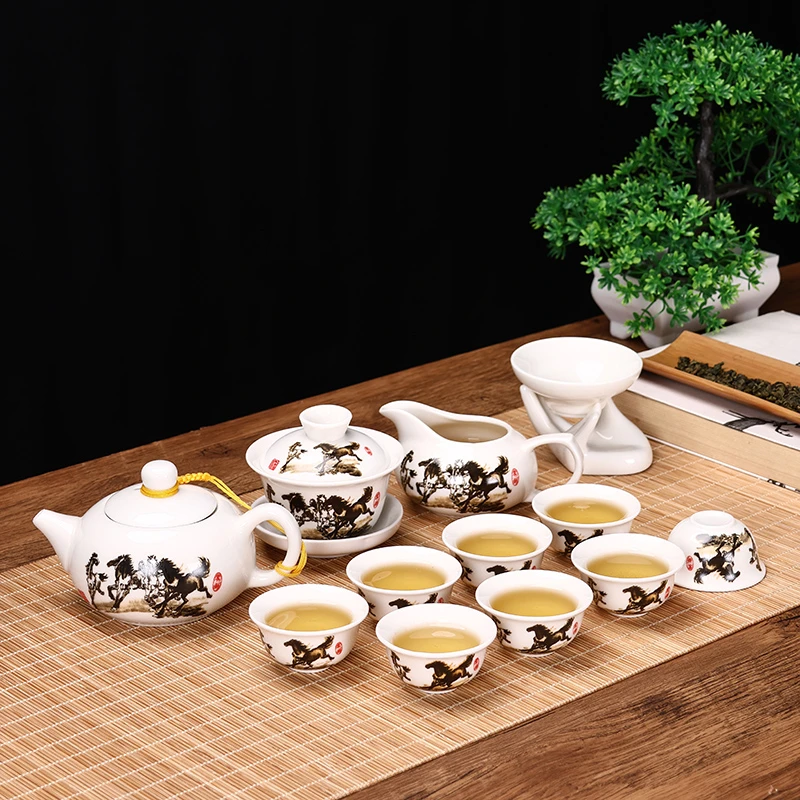 功夫泡茶具小套装陶瓷家用迷你茶杯喝茶道工夫办公室会客白色组合