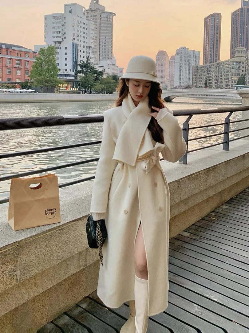 继承者大衣气质双面呢韩系时尚修身直角肩