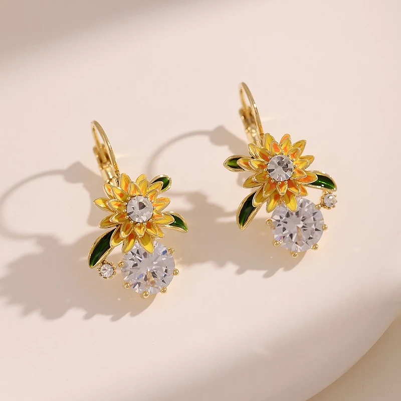 铜合金耳饰 向日葵花朵耳环2023年耳饰气质轻奢时尚高级感耳环