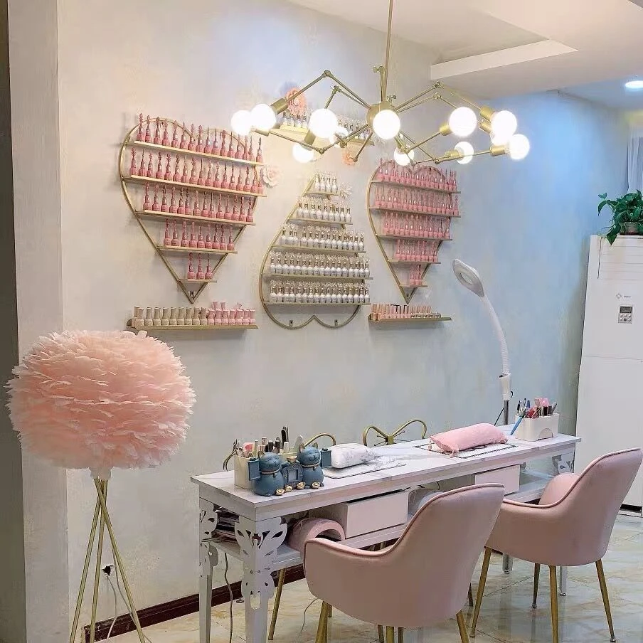 ins美甲架子壁挂心形展示架网红指甲油展柜墙上置物架美甲店货架