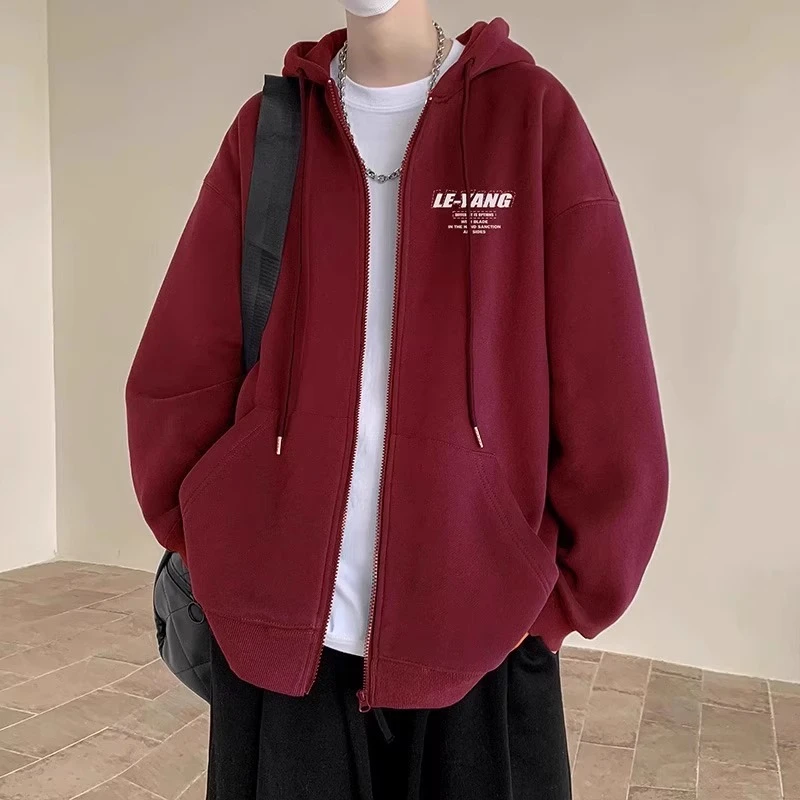 特大码300斤山东即墨百搭开衫卫衣男款秋冬加绒加厚连帽拉链外套