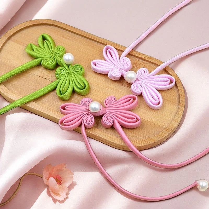 旗袍盘扣扣子国风兔耳长尾珍珠扣手工编织纽扣流苏中式复古装饰扣