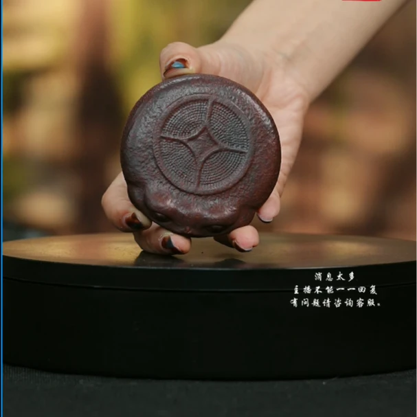 原矿紫砂三足金蟾杯垫茶宠创意