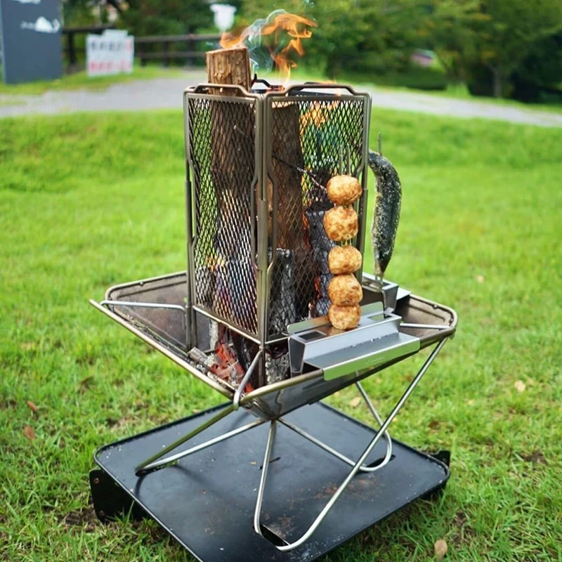 snowpeak雪峰露营生火架野炊便携套装折叠篝火台烤架SET-060EK