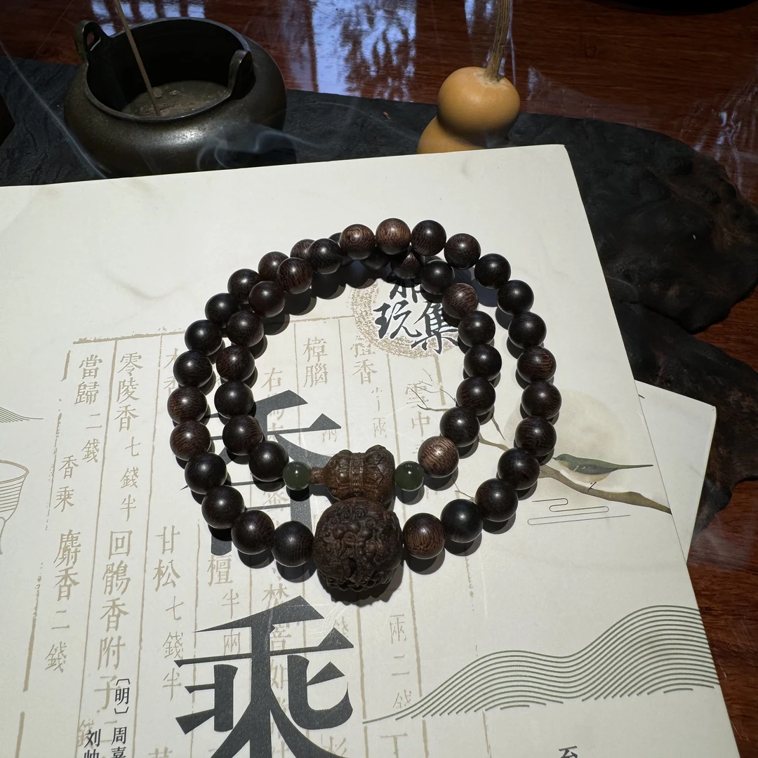 富森红土玉化留疤双圈手串