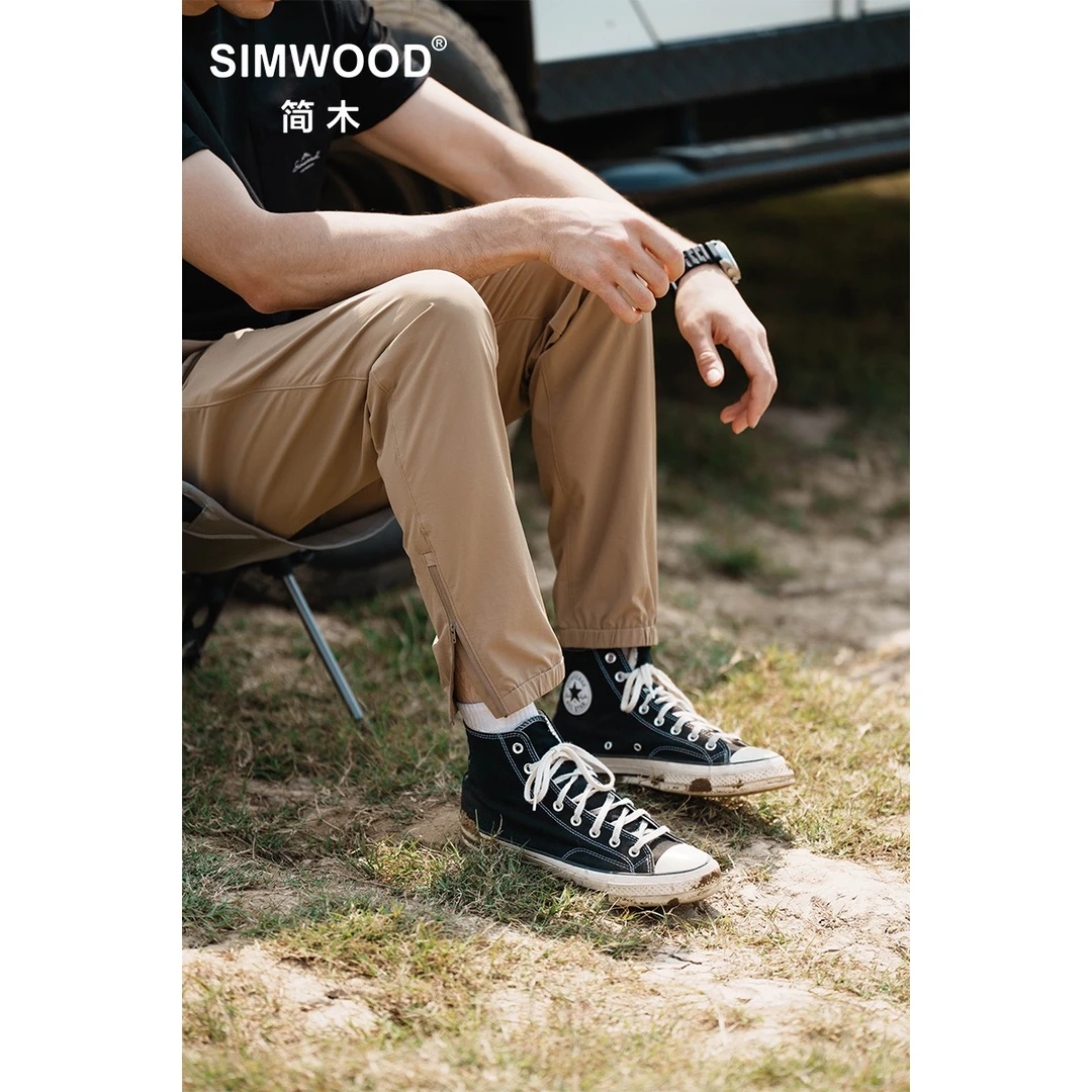 SIMWOOD/简木【宽松版】束脚户外薄款尼龙四面弹休闲裤男SM130112